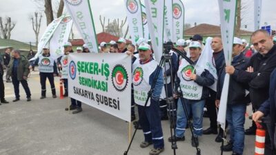 Adapazarı Şeker Fabrikasında sendika grev yaptı. basın açıklaması ile, çiftçinin
