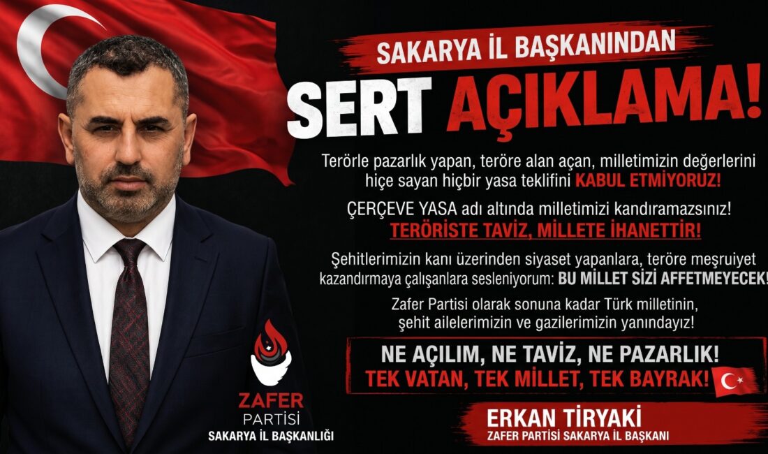 Zafer Partisi Sakarya İl Başkanı’ndan “Çerçeve Yasa” Tepkisi: “Türk Milleti Zamanı Geldiğinde Hesabını Soracak! SAKARYA - Zafer Partisi Sakarya İl Başkanı, iktidar tarafından meclise