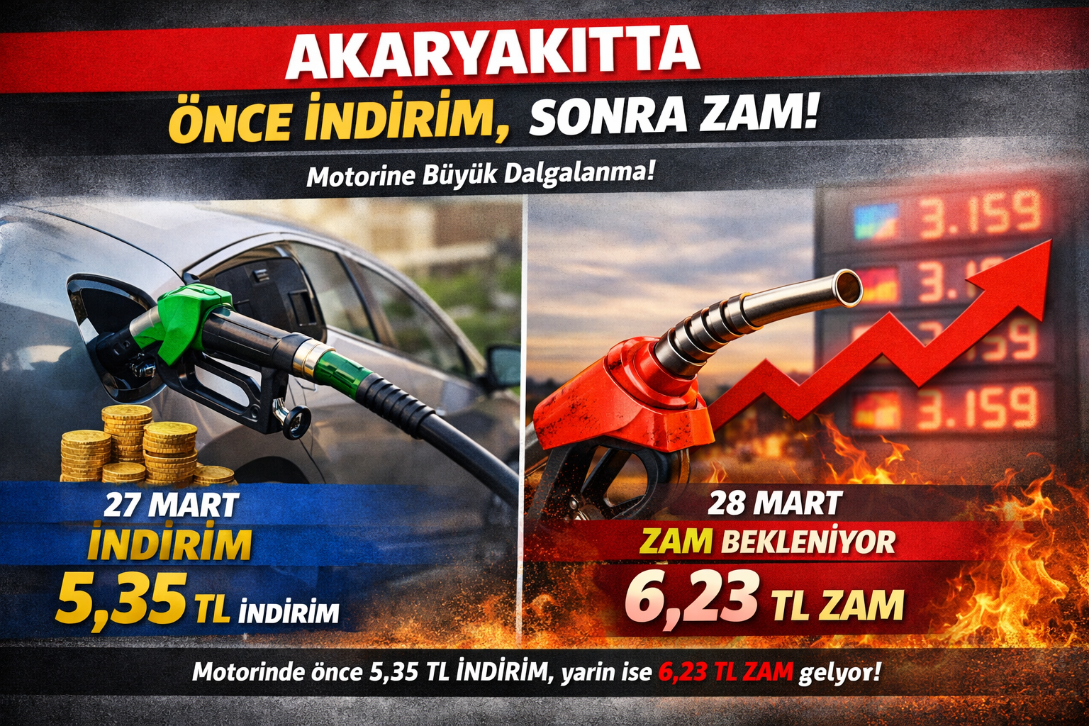 27 Mart itibarıyla motorin fiyatlarında önemli bir gelişme yaşandı. Motorinin